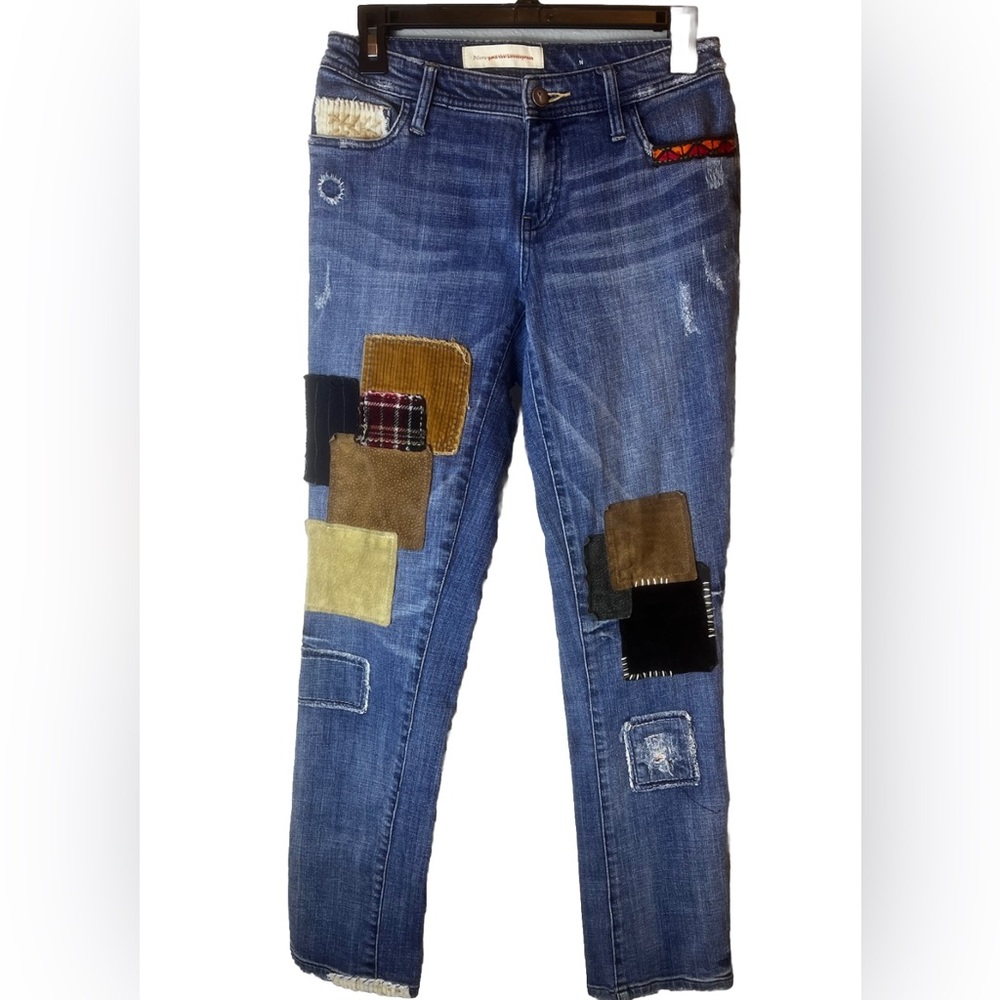Pilcro Anthropologie Premium Hyphen Patchwork Jeans Size 27 - Picture 3 of 5